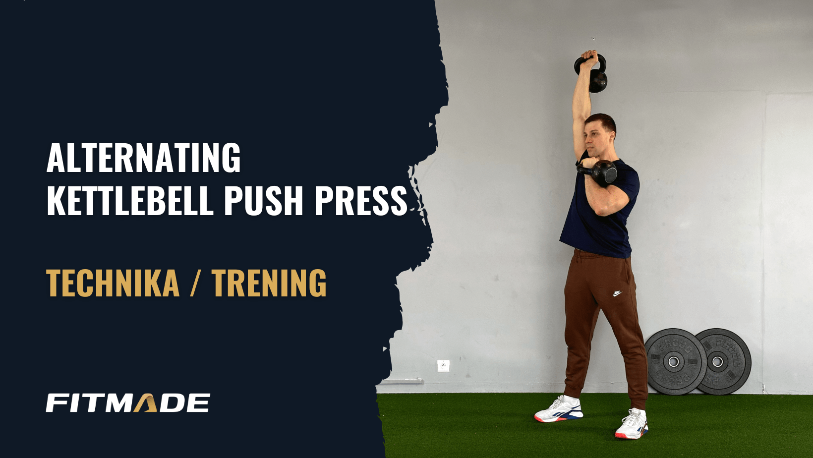 Alternating kettlebell push press