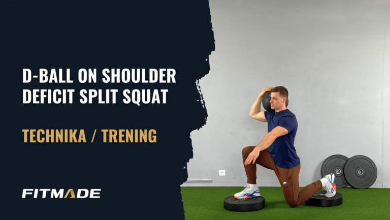 D-Ball on shoulder deficit split squat