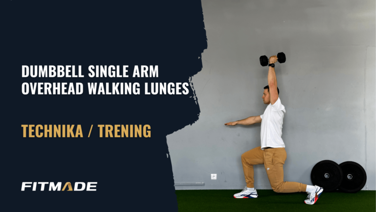 Dumbbell single arm overhead walking lunges