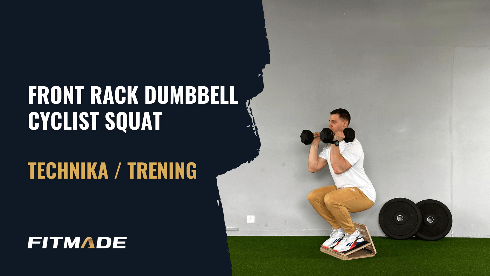 Front rack dumbbell cyclist squat