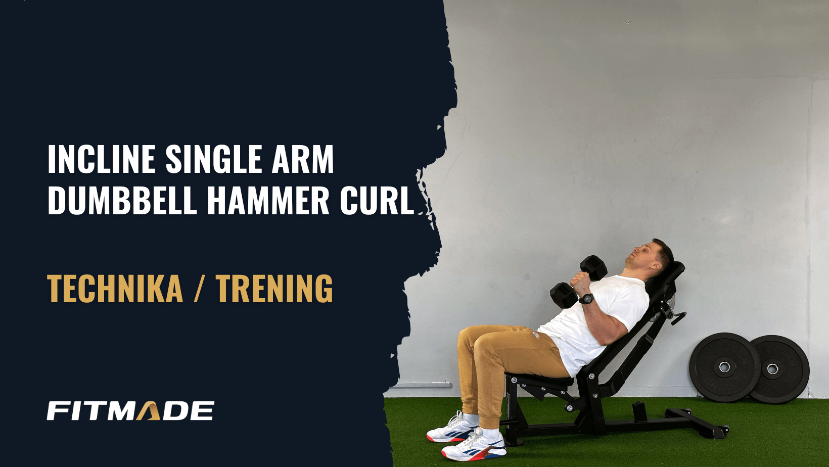 Incline single arm dumbbell hammer curl