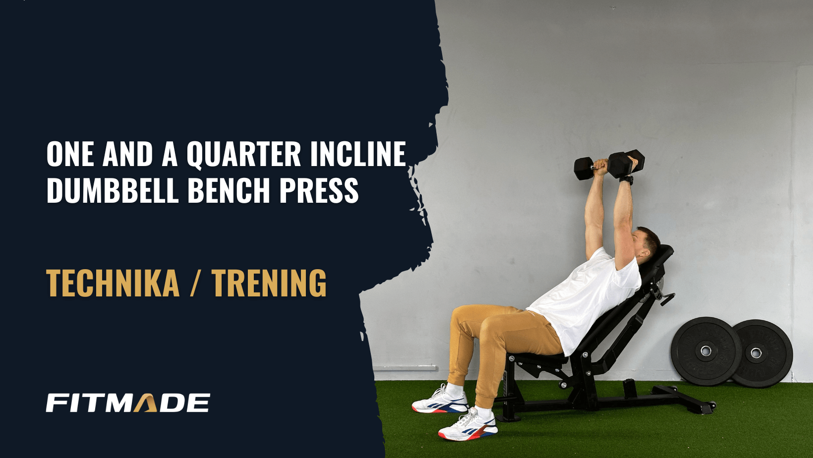 One and a quarter incline dumbbell bench press