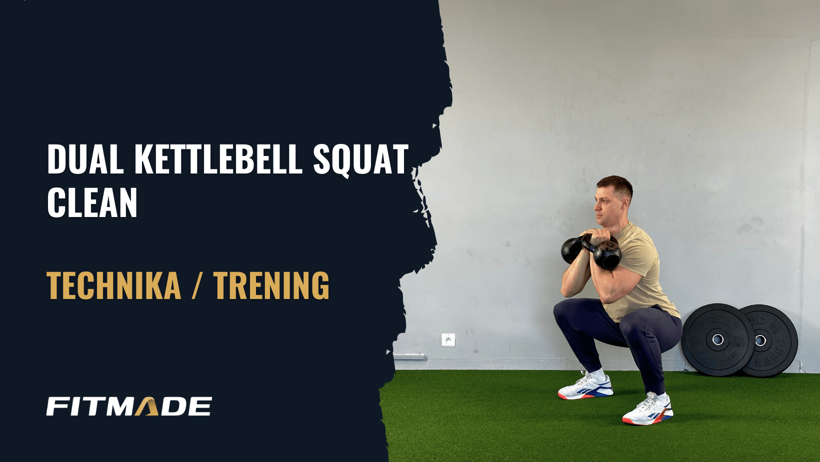 Dual kettlebell squat clean