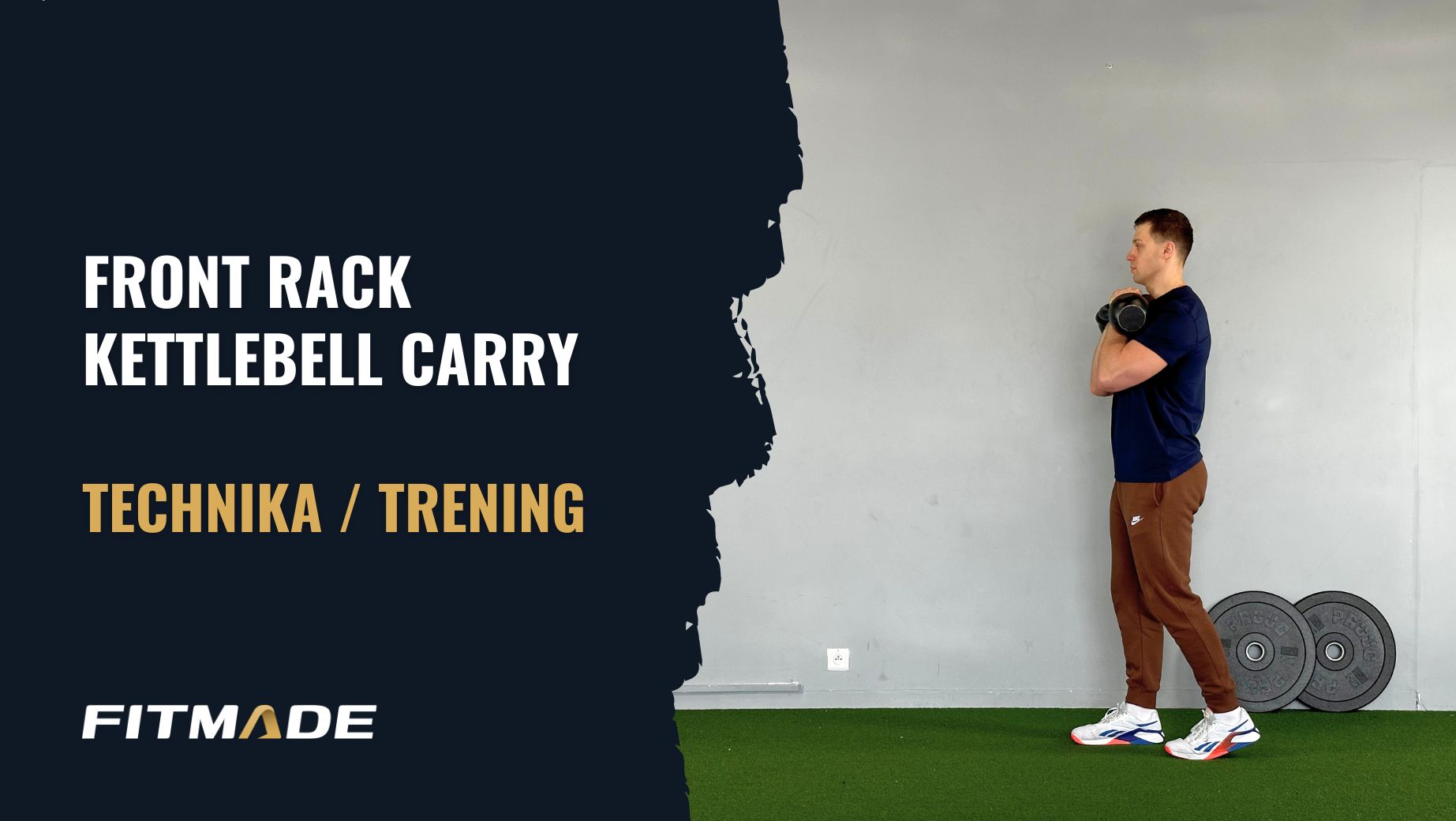 Front rack kettlebell carry