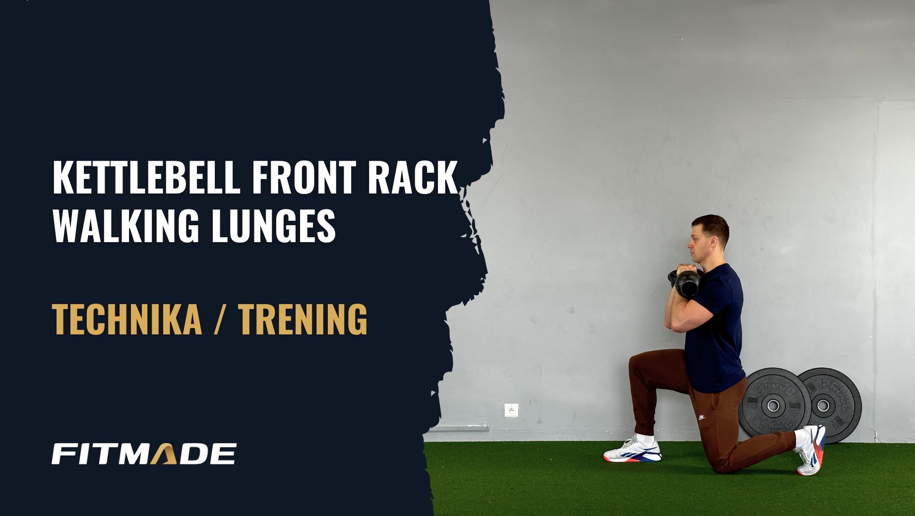 Kettlebell front rack walking lunges