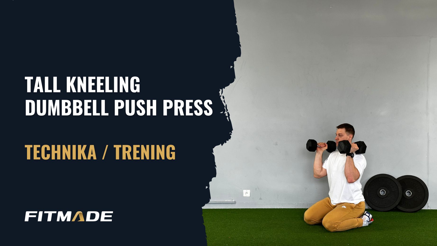 Tall kneeling dumbbell push press