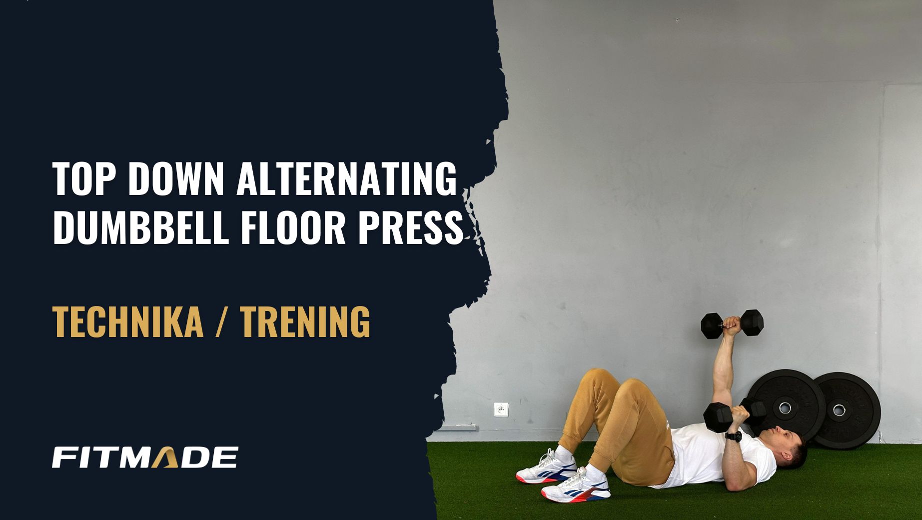 Top down alternating dumbbell floor press