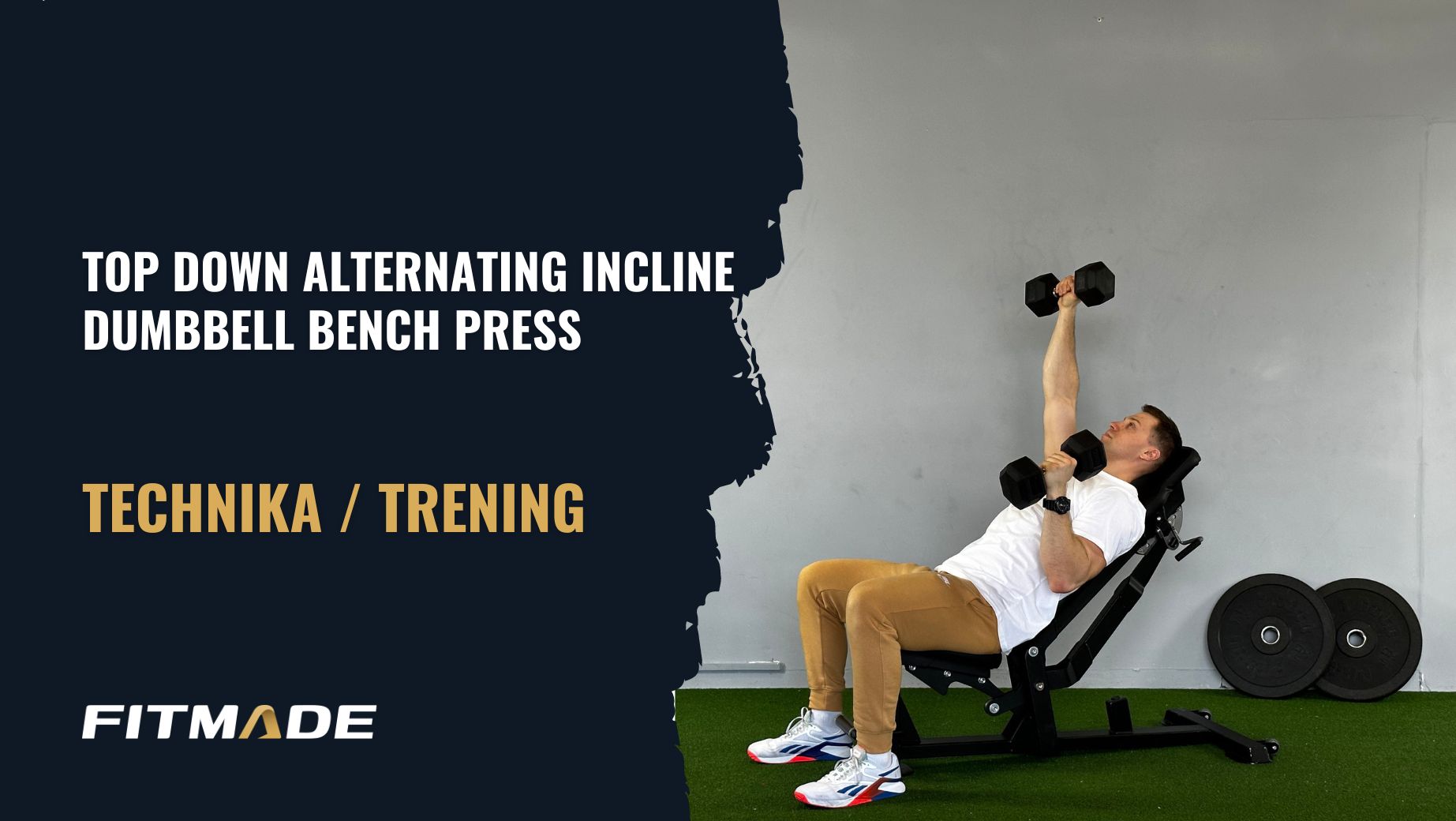 Top down alternating dumbbell bench press